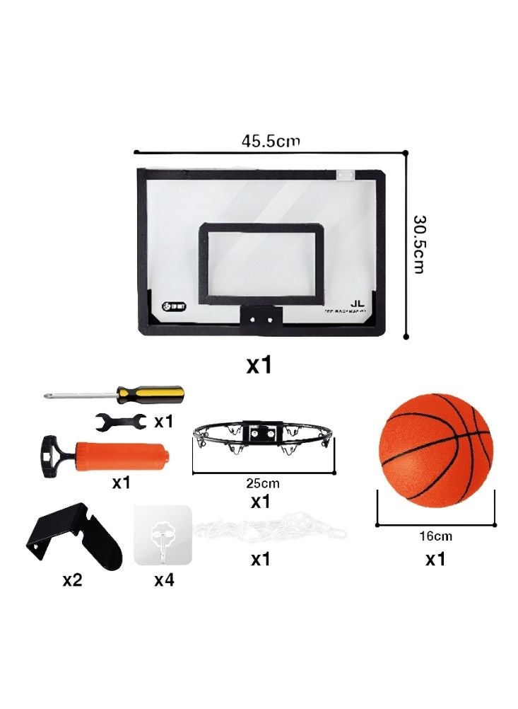 بريميم مجموعة طوق كرة سلة داخلي للتثبيت على الحائط مع لوحة خلفية صغيرة وحلقة وكرة للأطفال - Image 3
